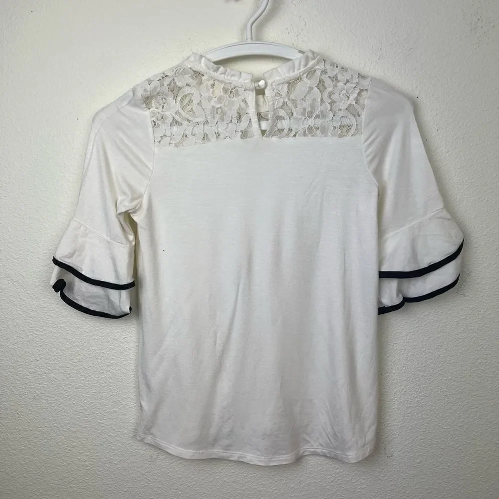 Monteau Lece Ivory Flare sleeve Girl Blouse size M